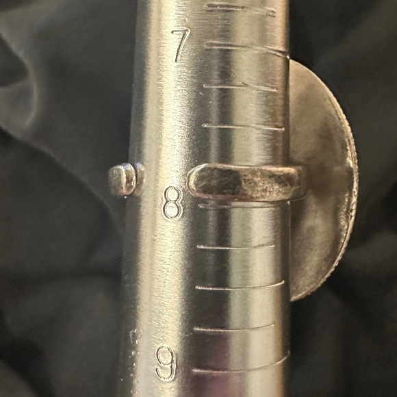 Vintage large sterling adjustable black stone statement ring open band size 7.75 - Picture 7 of 8